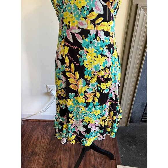 Spense Floral V-Neck Knee Length Flutter Sleeve Sheer Sundress 8 - Picture 3 of 12